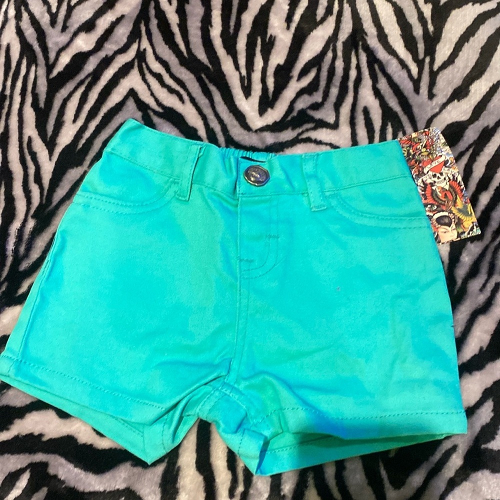 Ed Hardy NWT turquoise girls shorts rare
